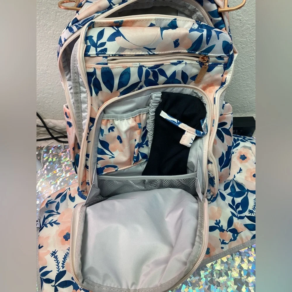 JuJuBe Be Right Back Multi-Function Diaper Backpack Whimsical Watercolor Floral